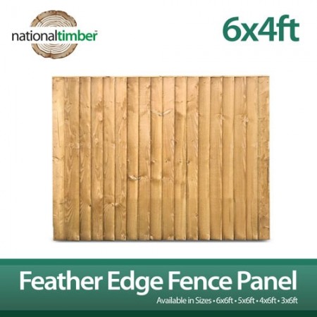 Featheredge Closeboard Fence Panel 6ft x 4ft