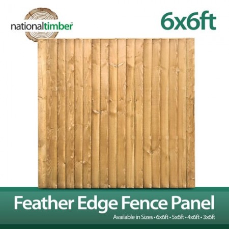 Featheredge Closeboard Fence Panel 6ft x 6ft