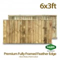 6ft x 3ft Fully Framed Featheredge Tanalised Treated Heavy Duty Fence Panel