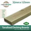 Pressure Treated Tanalised Decking Boards 125mm x 32mm x 3000m