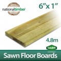 6" x 1" Rough Sawn Timber Pressure Treated Brown 4.8m