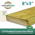 C24 Treated Tanalised Timber Structural Studwork 8x3 at 4.8m